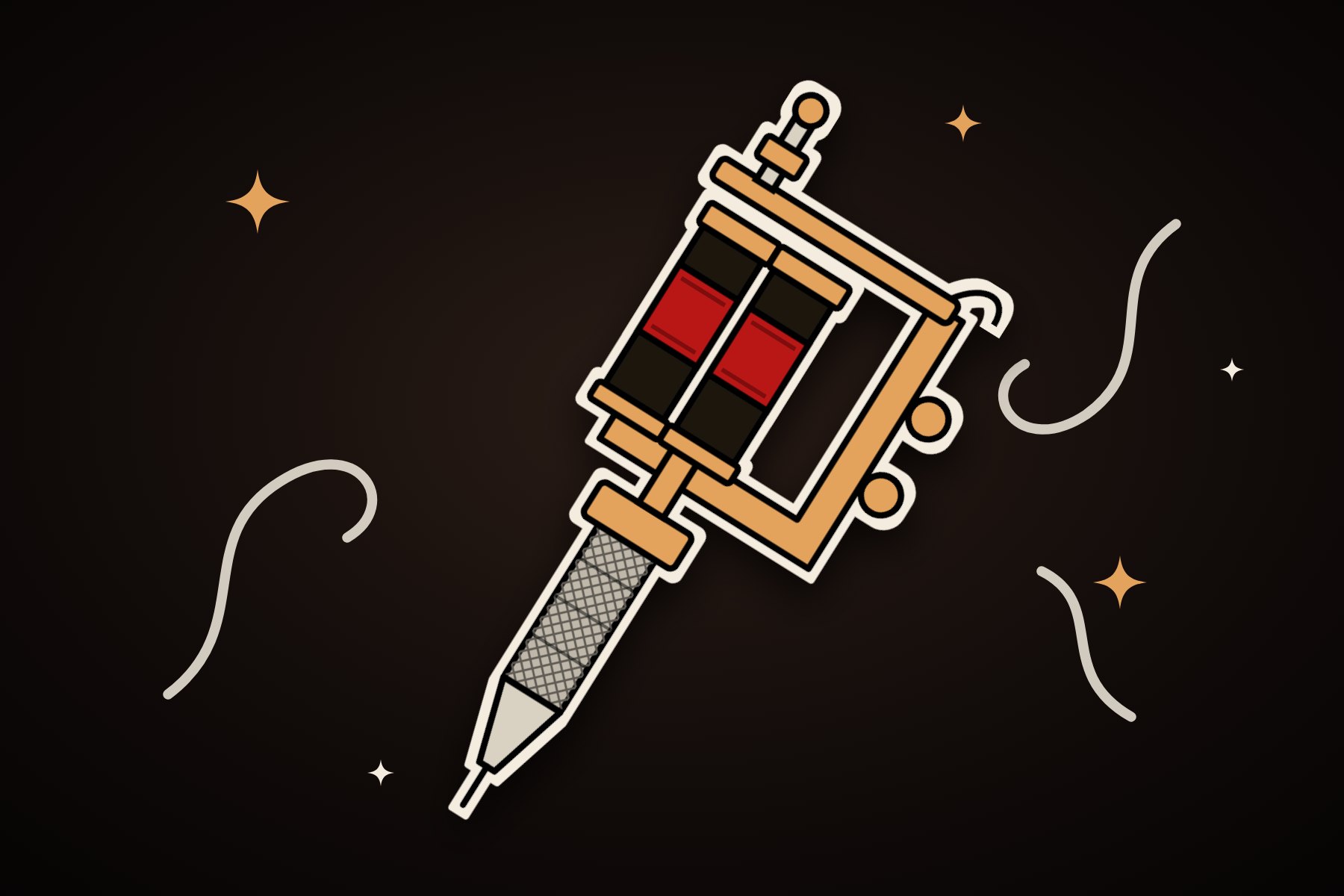 Traditional flash: coil tattoo machine